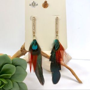 Juliet Brilliant Feather & Rhinestone Earrings